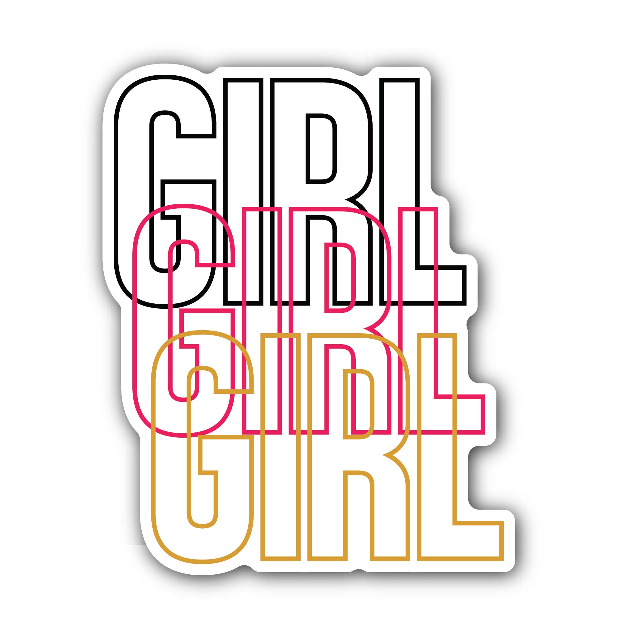 Girl Vector Text Sticker, Waterproof Vinyl Decal Sticker Indoor Or Outdoor 2 (Pieces) 3" and 5"