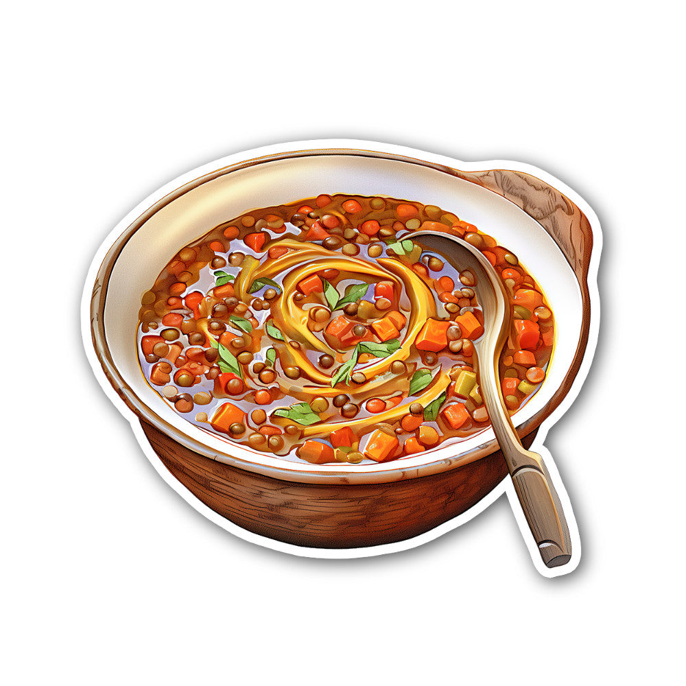 Lentil soup Sticker, Waterproof Vinyl Decal Sticker Indoor Or Outdoor 2 (Pieces) 3" and 5"