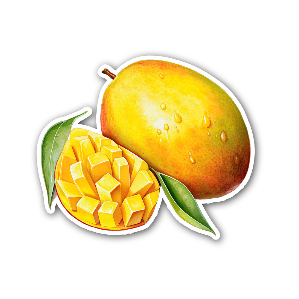 Alphonso mango Sticker, Waterproof Vinyl Decal Sticker Indoor Or Outdoor 2 (Pieces) 3" and 5"