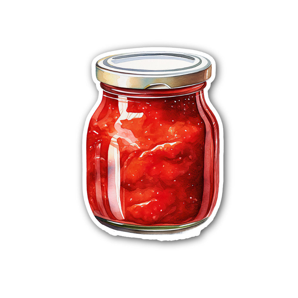 RED Strawberry jam Sticker, Waterproof Vinyl Decal Sticker Indoor Or Outdoor 2 (Pieces) 3" and 5"