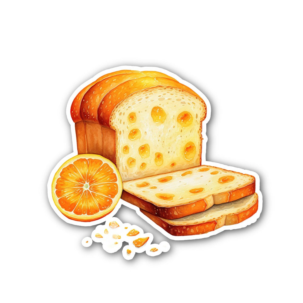 Orange bread Sticker, Waterproof Vinyl Decal Sticker Indoor Or Outdoor 2 (Pieces) 3" and 5"