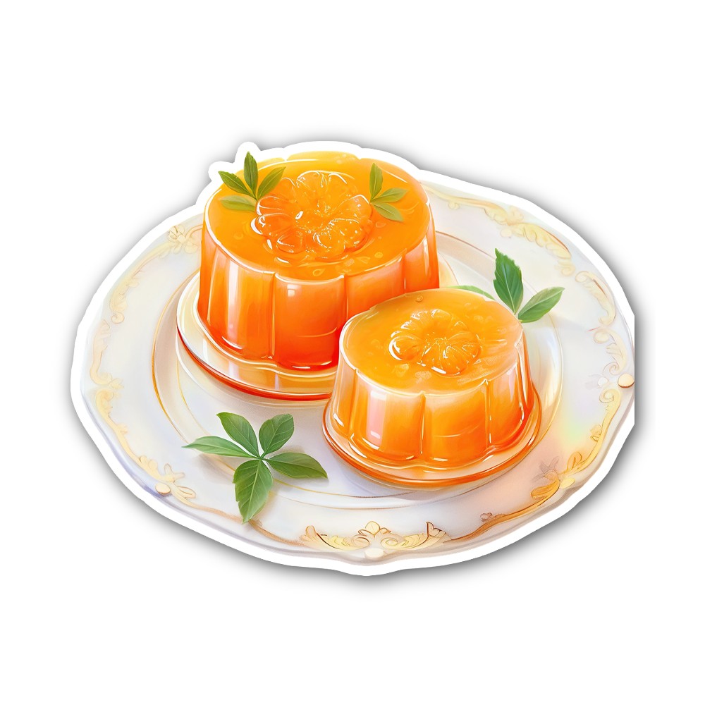 Orange jelly Sticker, Waterproof Vinyl Decal Sticker Indoor Or Outdoor 2 (Pieces) 3" and 5"