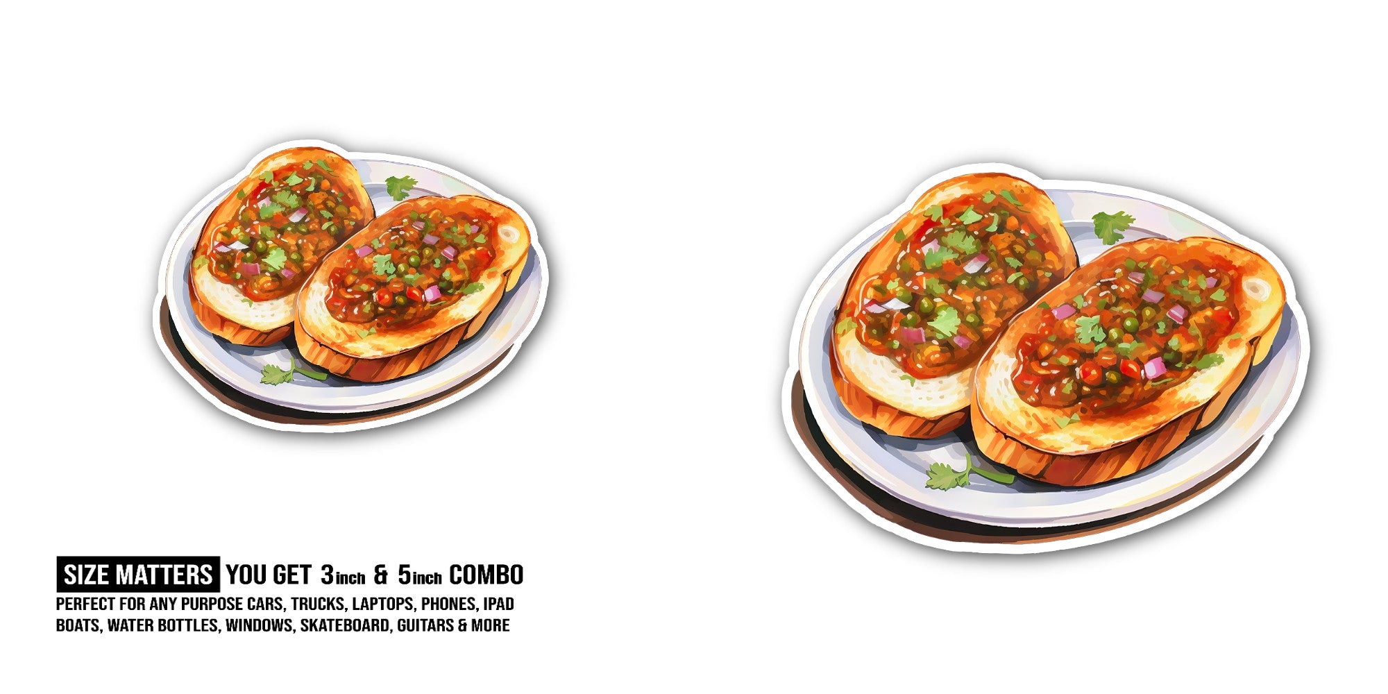 Bruschetta Sticker, Waterproof Vinyl Decal Sticker Indoor Or Outdoor 2 (Pieces) 3" and 5"