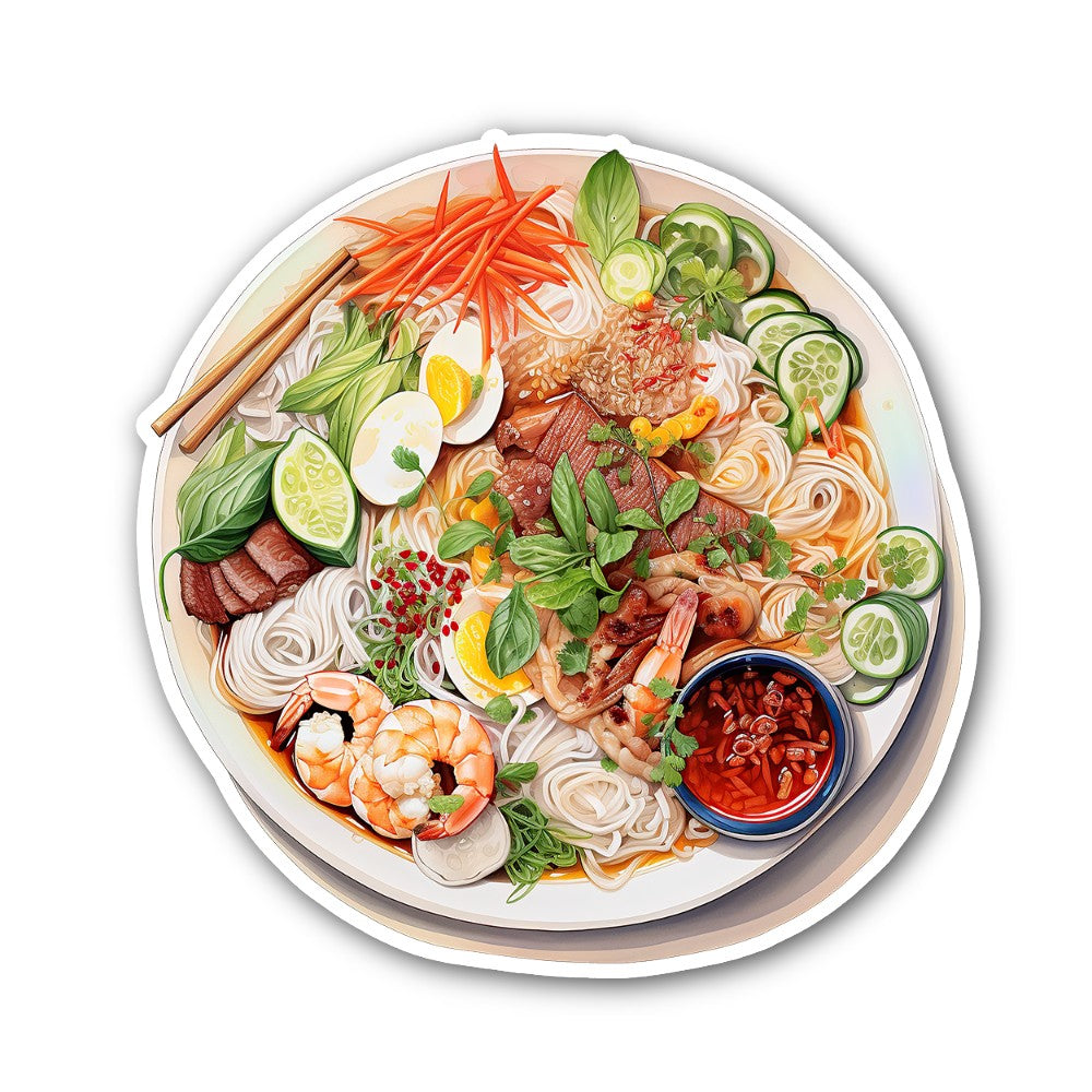 Vietnamese noodles Sticker, Waterproof Vinyl Decal Sticker Indoor Or Outdoor 2 (Pieces) 3" and 5"