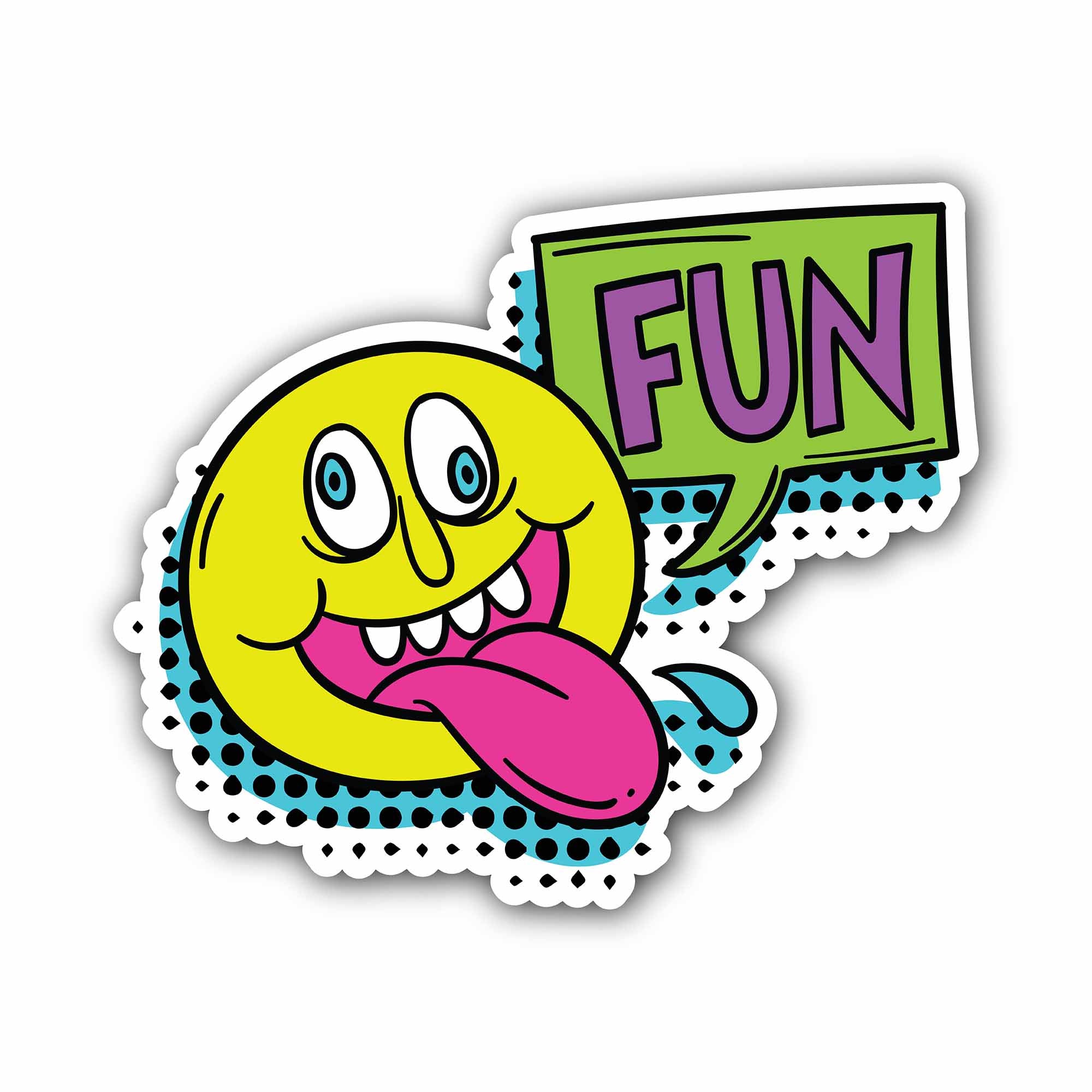 Fun Emoji Sticker, Waterproof Vinyl Decal Sticker Indoor Or Outdoor 2 (Pieces) 3" and 5"