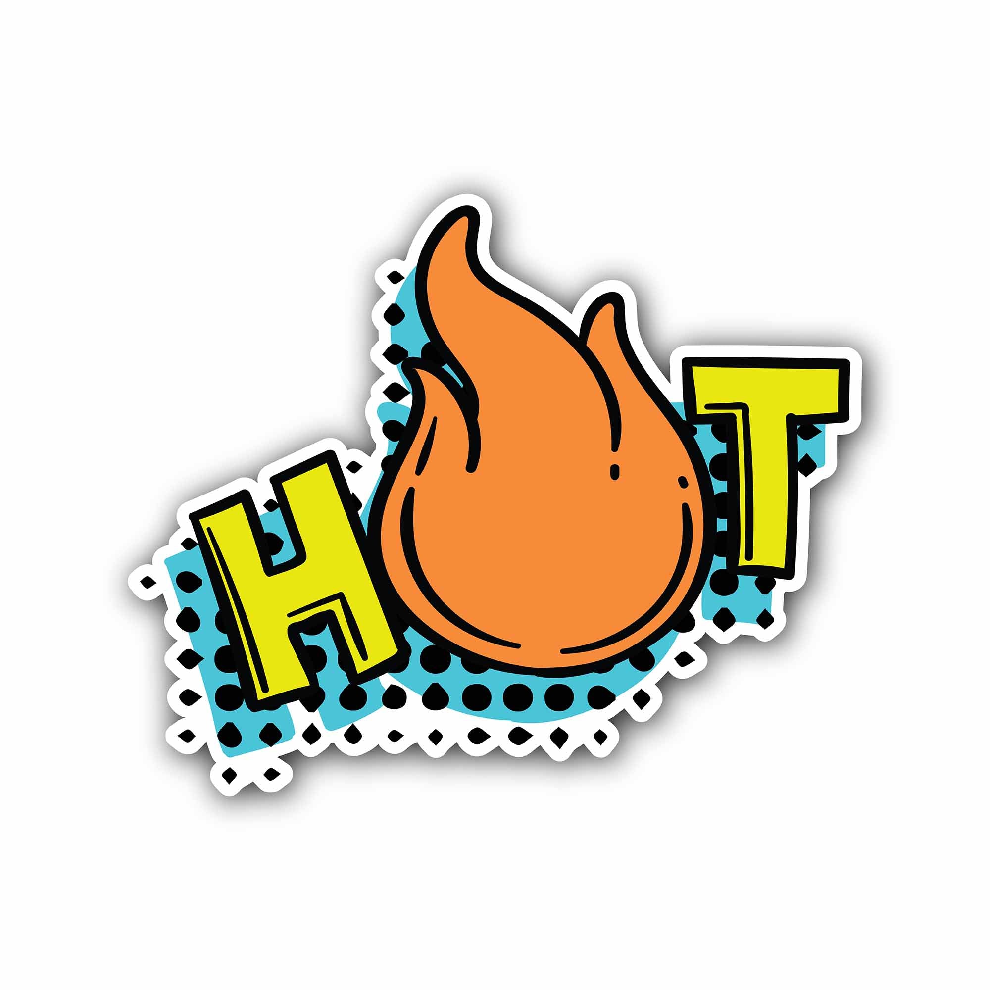 Hot Emoji Sticker, Waterproof Vinyl Decal Sticker Indoor Or Outdoor 2 (Pieces) 3" and 5"
