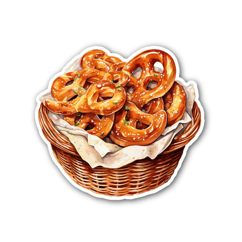 Delicious Pretzel Sticker, Waterproof Vinyl Decal Sticker Indoor Or Outdoor 2 (Pieces) 3" and 5"