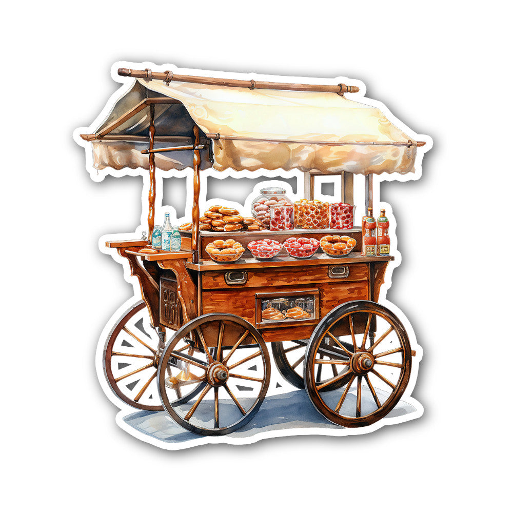 Street vendor cart Sticker, Waterproof Vinyl Decal Sticker Indoor Or Outdoor 2 (Pieces) 3" and 5"