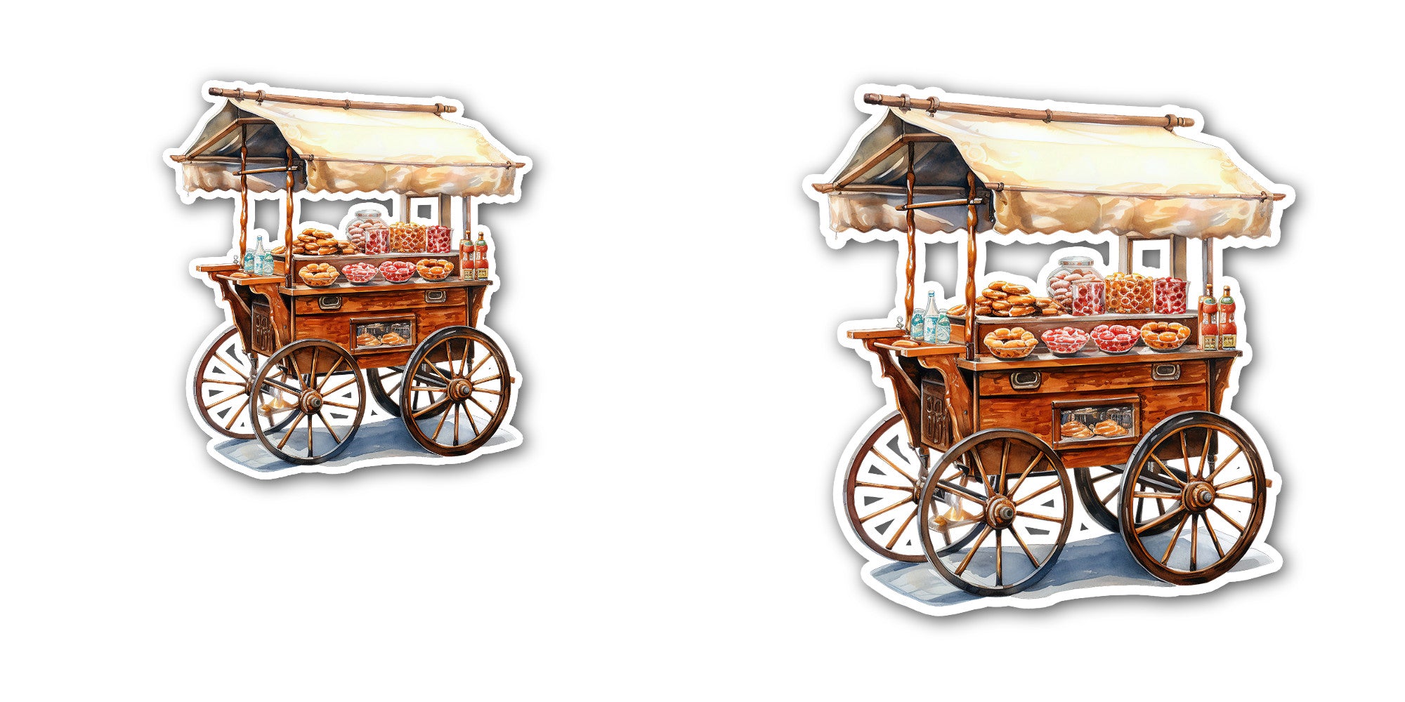 Street vendor cart Sticker, Waterproof Vinyl Decal Sticker Indoor Or Outdoor 2 (Pieces) 3" and 5"