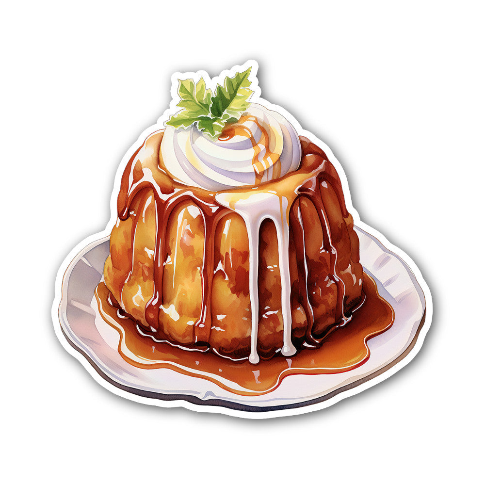 Caramel Custard Sticker, Waterproof Vinyl Decal Sticker Indoor Or Outdoor 2 (Pieces) 3" and 5"