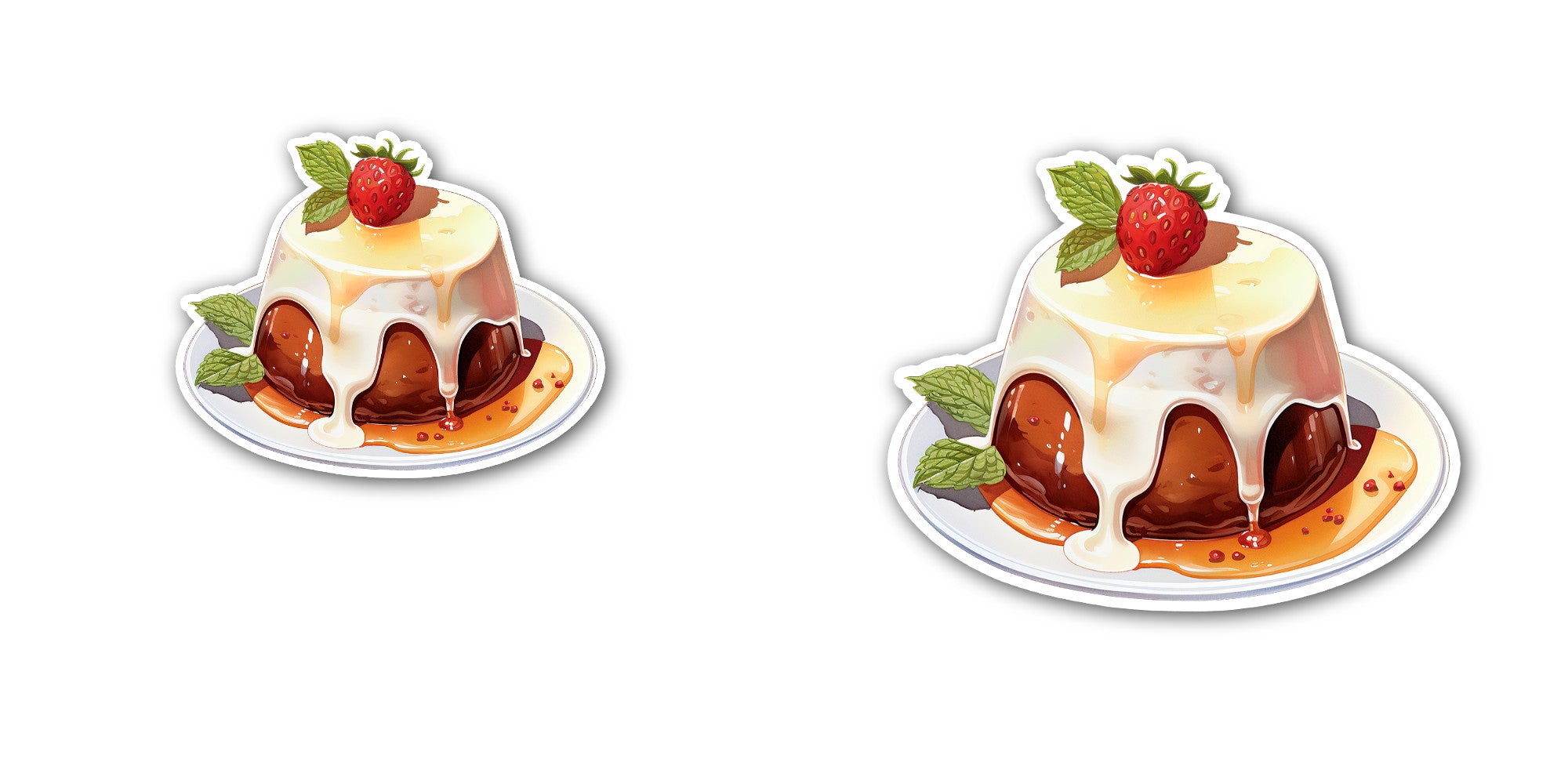 Pudding Sticker, Waterproof Vinyl Decal Sticker Indoor Or Outdoor 2 (Pieces) 3" and 5"