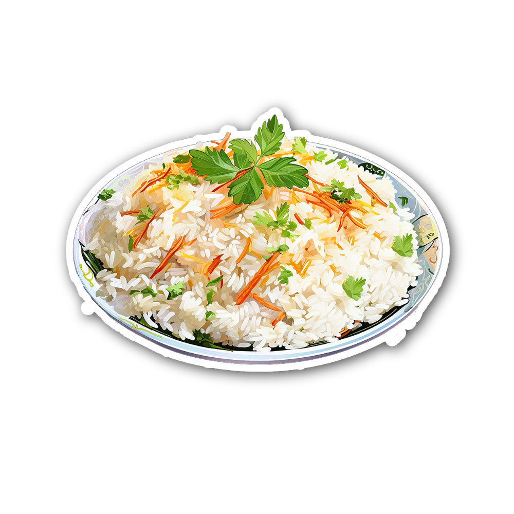 Biryani Rice Sticker, Waterproof Vinyl Decal Sticker Indoor Or Outdoor 2 (Pieces) 3" and 5"