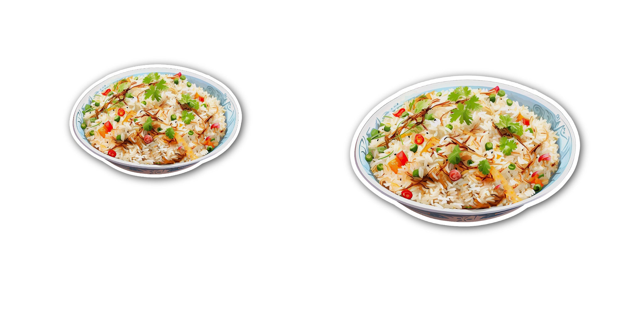 Rice Sticker, Waterproof Vinyl Decal Sticker Indoor Or Outdoor 2 (Pieces) 3" and 5"
