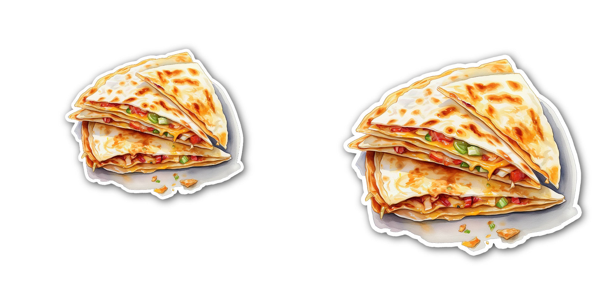 Quesadilla Sticker, Waterproof Vinyl Decal Sticker Indoor Or Outdoor 2 (Pieces) 3" and 5"
