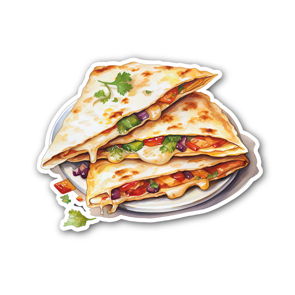 Cheese Quesadilla Sticker, Waterproof Vinyl Decal Sticker Indoor Or Outdoor 2 (Pieces) 3" and 5"