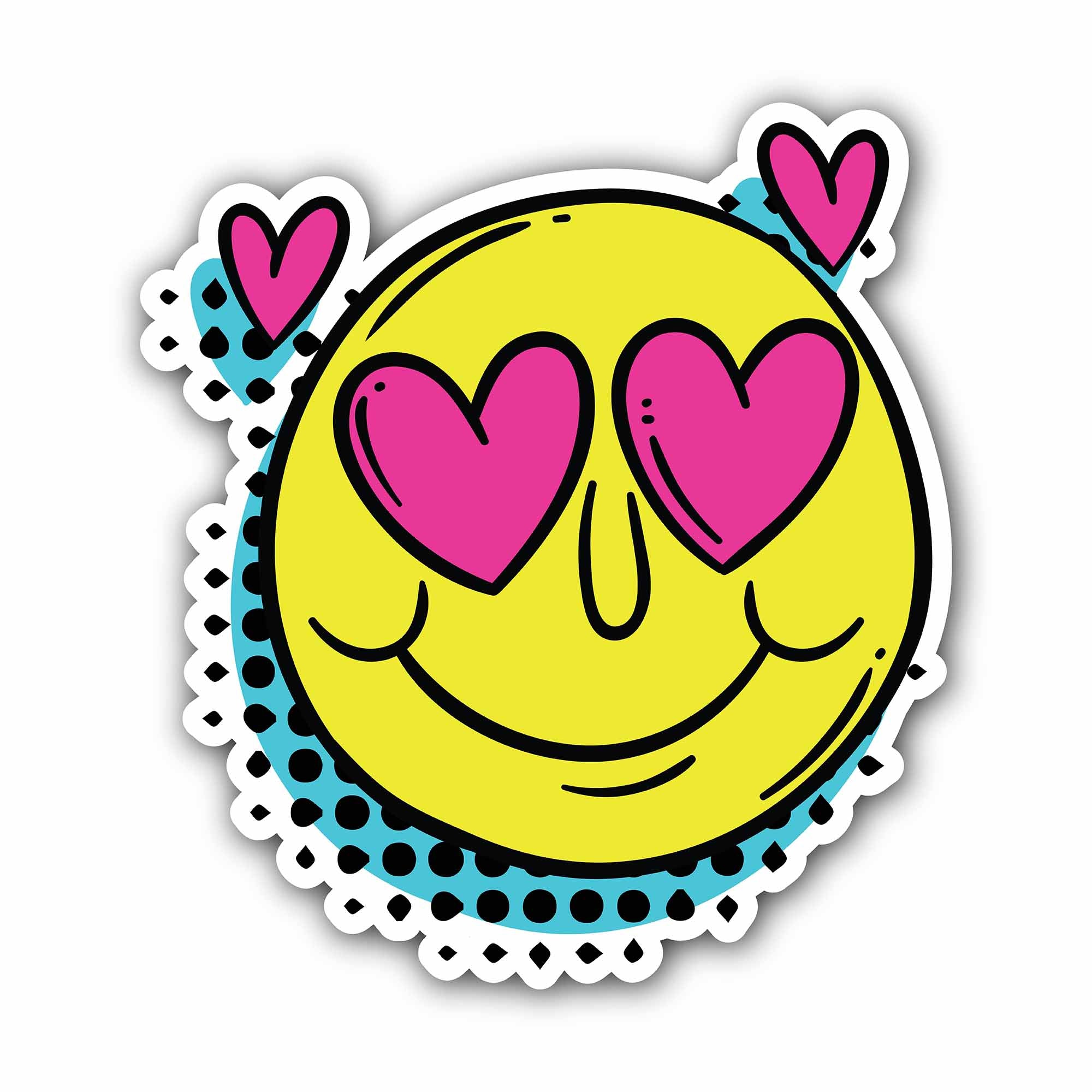 Love Emoji Sticker, Waterproof Vinyl Decal Sticker Indoor Or Outdoor 2 (Pieces) 3" and 5"