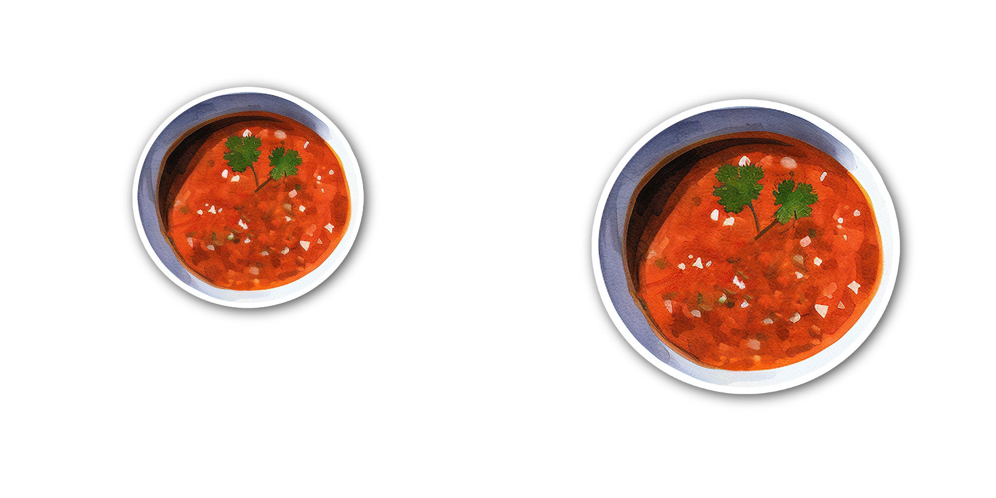 Tomato soup Sticker, Waterproof Vinyl Decal Sticker Indoor Or Outdoor 2 (Pieces) 3" and 5"