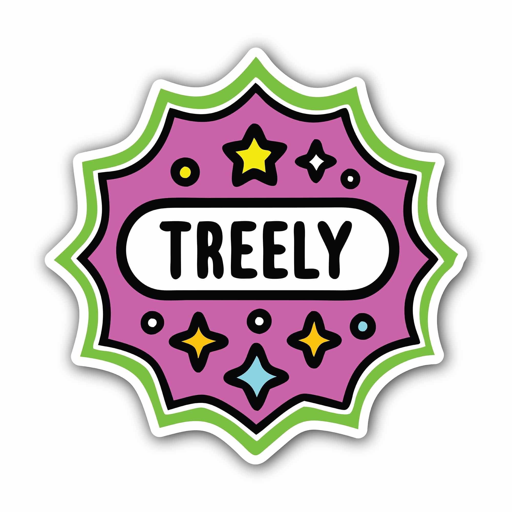 Treely Sticker, Waterproof Vinyl Decal Sticker Indoor Or Outdoor 2 (Pieces) 3" and 5"