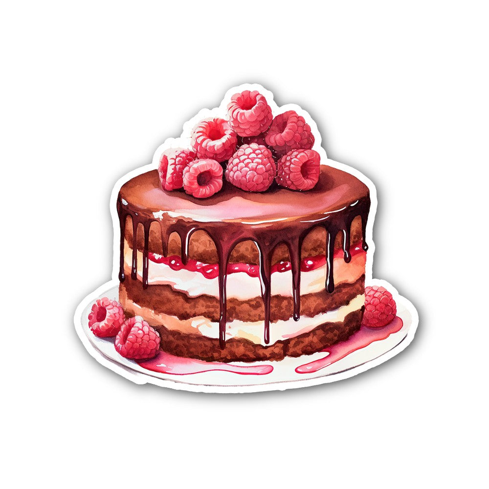 Raspberry Fruit Cake Sticker, Waterproof Vinyl Decal Sticker Indoor Or Outdoor 2 (Pieces) 3" and 5"