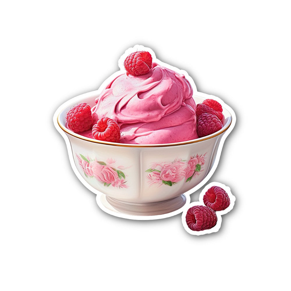 Yummy raspberry ice cream Sticker, Waterproof Vinyl Decal Sticker Indoor Or Outdoor 2 (Pieces) 3" and 5"