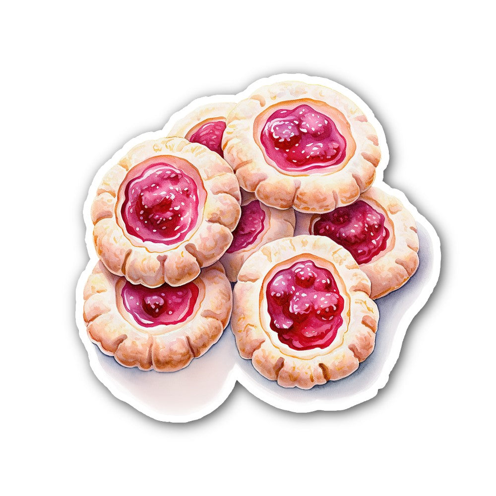 Yummy Strawberry Biscuit Sticker, Waterproof Vinyl Decal Sticker Indoor Or Outdoor 2 (Pieces) 3" and 5"