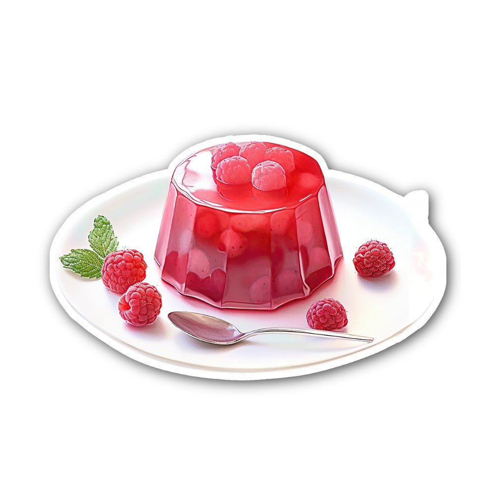 Tasty Raspberry Jelly Dessert Sticker, Waterproof Vinyl Decal Sticker Indoor Or Outdoor 2 (Pieces) 3" and 5"