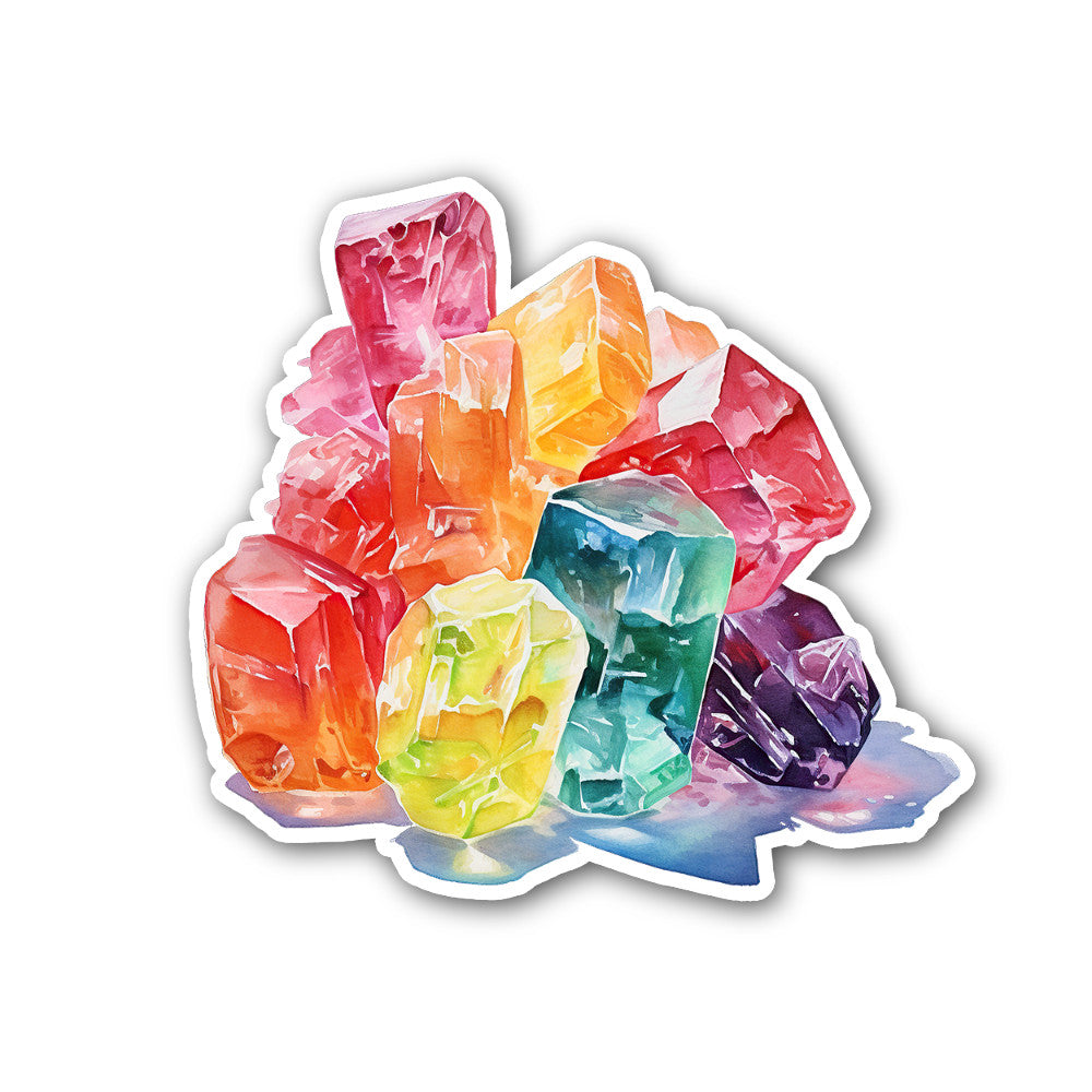colorful jelly cubes Sticker, Waterproof Vinyl Decal Sticker Indoor Or Outdoor 2 (Pieces) 3" and 5"