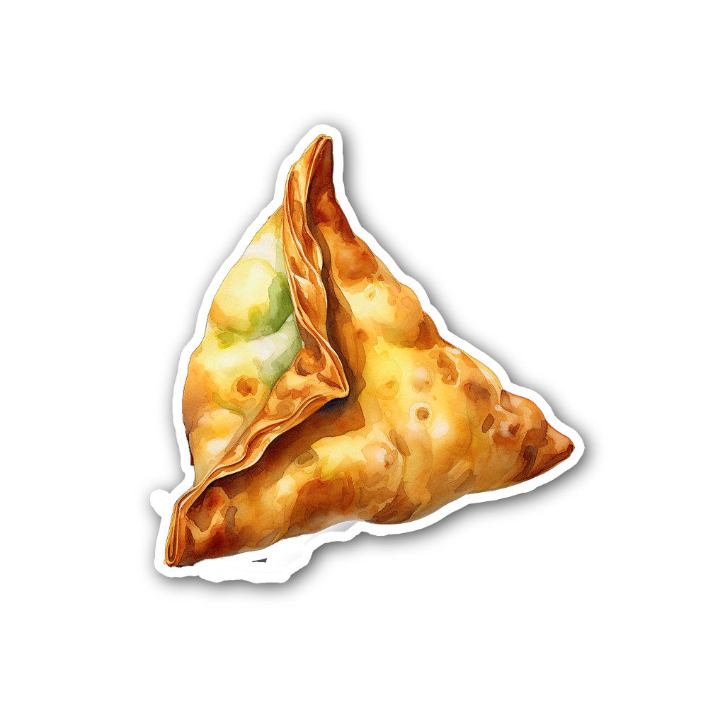 Tasty Samosa Food Sticker, Waterproof Vinyl Decal Sticker Indoor Or Outdoor 2 (Pieces) 3" and 5"