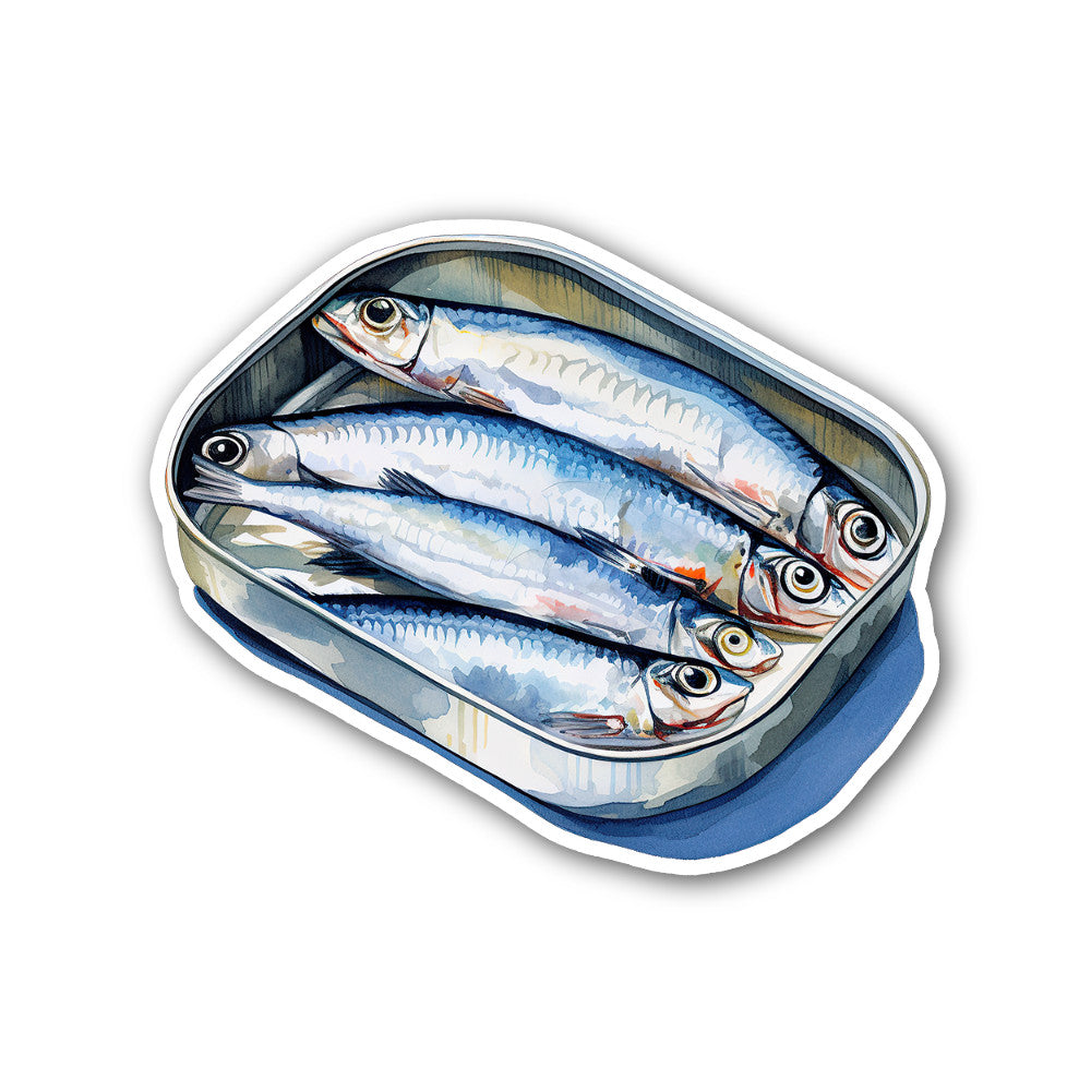 Fresh Sardines fish Sticker, Waterproof Vinyl Decal Sticker Indoor Or Outdoor 2 (Pieces) 3" and 5"