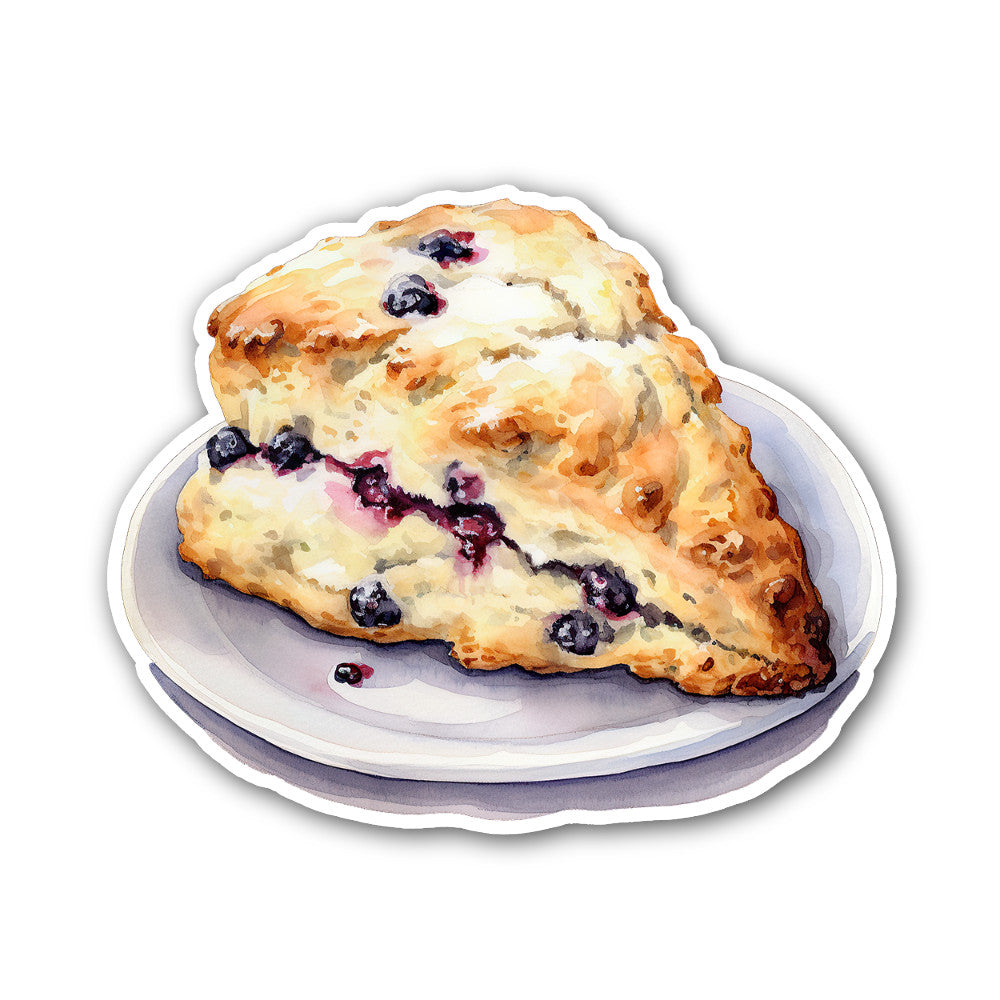Yummy Blueberry Scone Sticker, Waterproof Vinyl Decal Sticker Indoor Or Outdoor 2 (Pieces) 3" and 5"