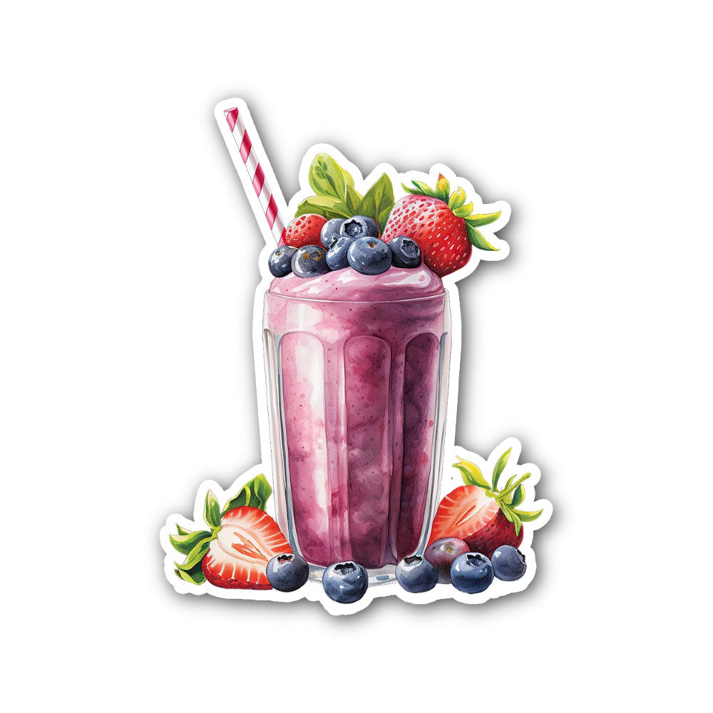 Yummy Strawberry smoothie Sticker, Waterproof Vinyl Decal Sticker Indoor Or Outdoor 2 (Pieces) 3" and 5"