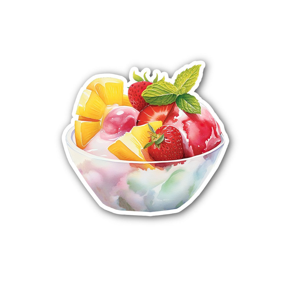 Yummy Fruit Salad Bowl Sticker, Waterproof Vinyl Decal Sticker Indoor Or Outdoor 2 (Pieces) 3" and 5"