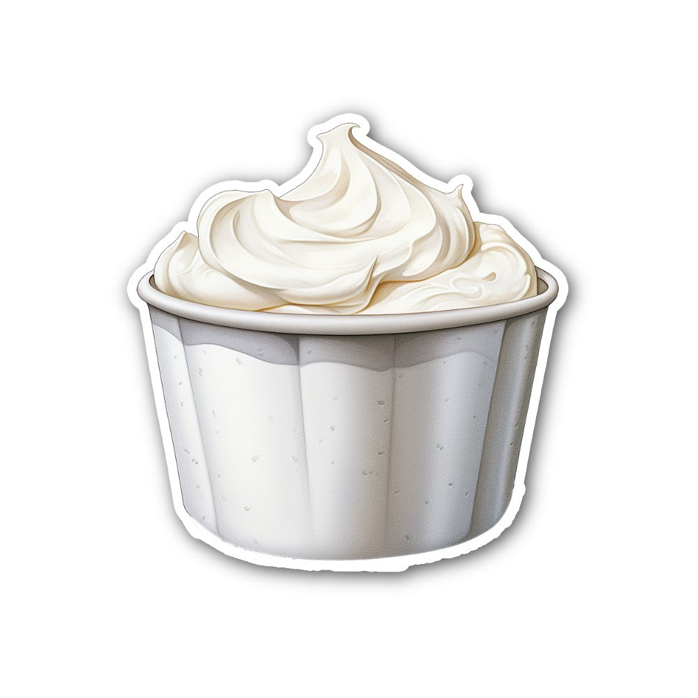 A cup of whipped cream Sticker, Waterproof Vinyl Decal Sticker Indoor Or Outdoor 2 (Pieces) 3" and 5"