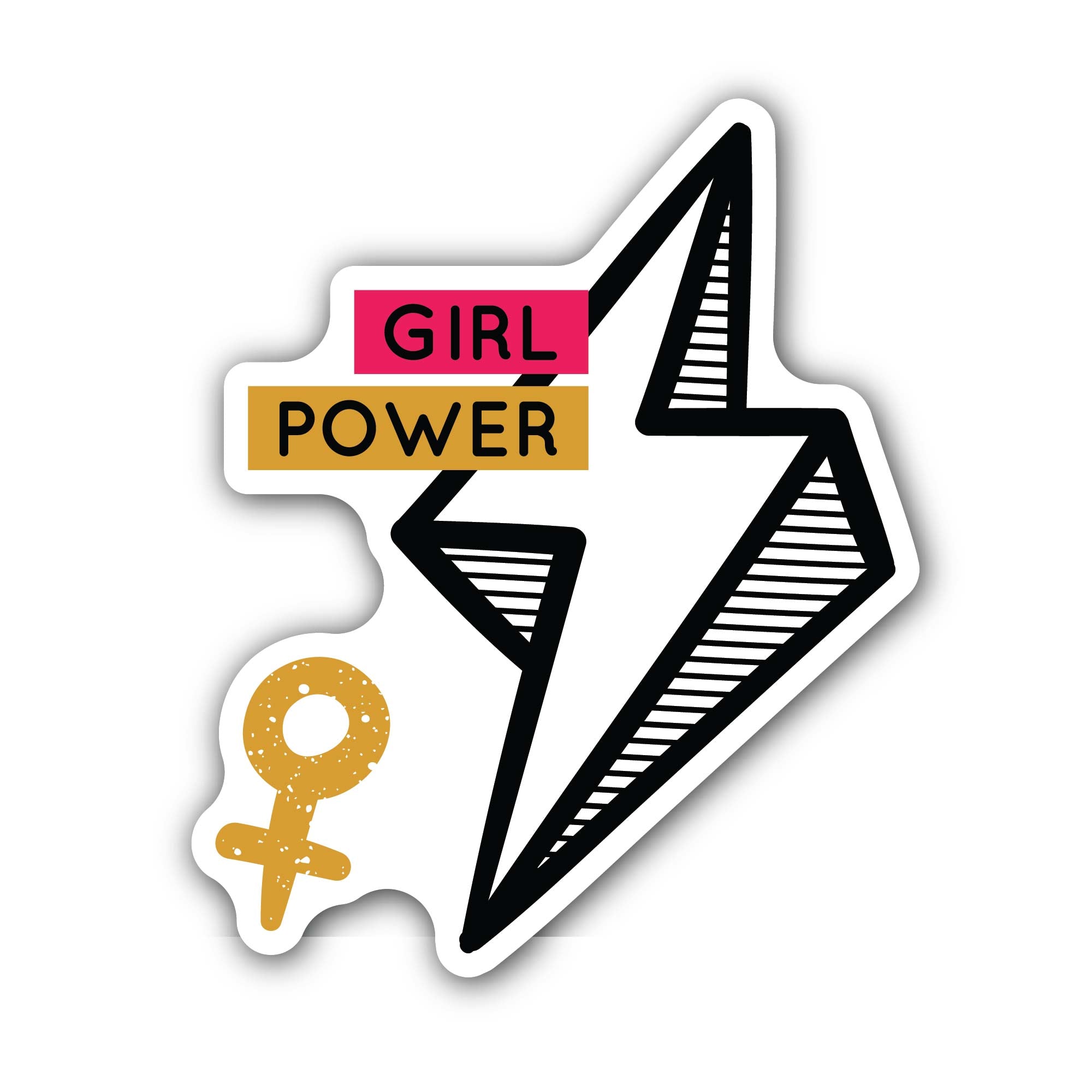Girl Power Design Sticker, Waterproof Vinyl Decal Sticker Indoor Or Outdoor 2 (Pieces) 3" and 5"