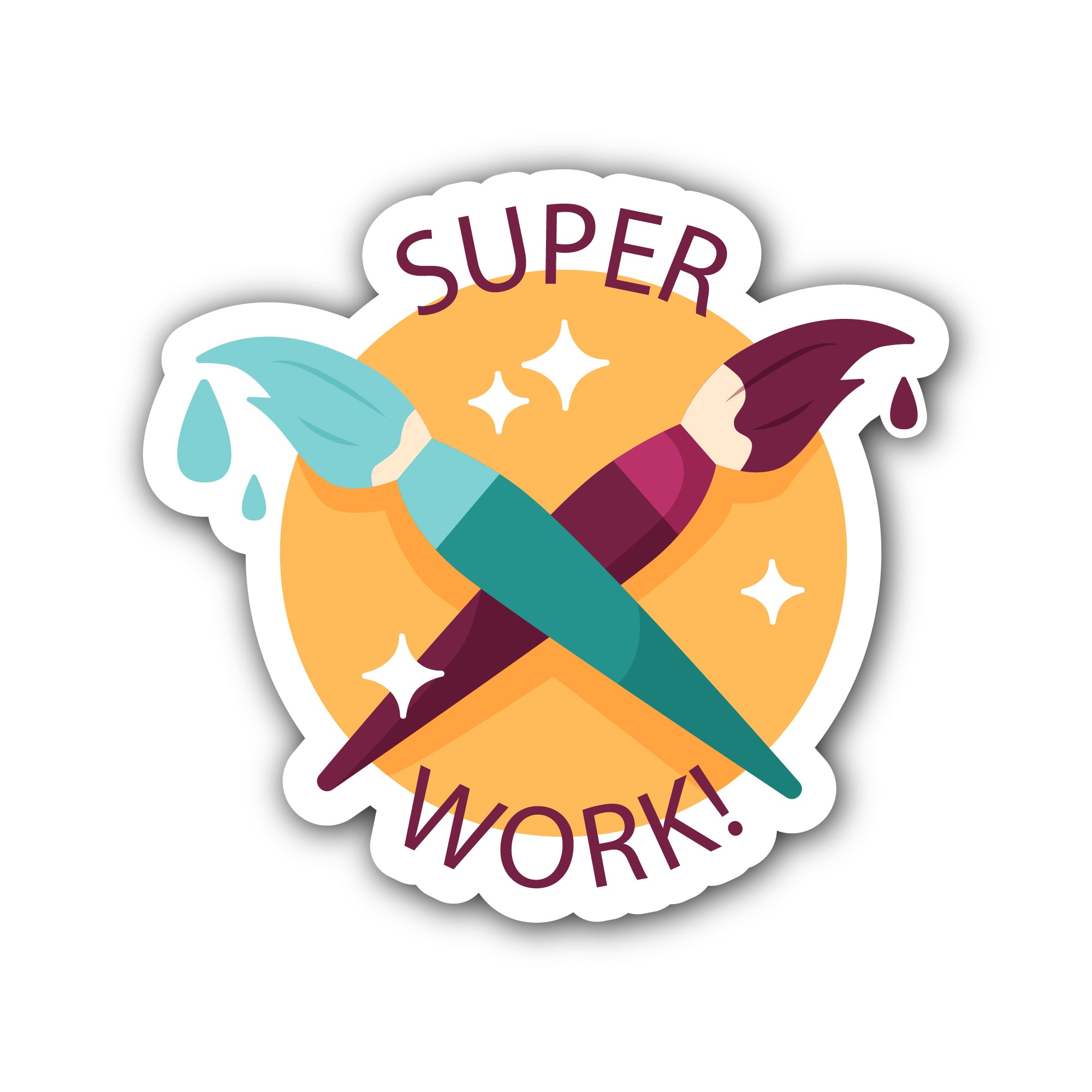 Super Work  Sticker, Waterproof Vinyl Decal Sticker Indoor Or Outdoor 2 (Pieces) 3" and 5"