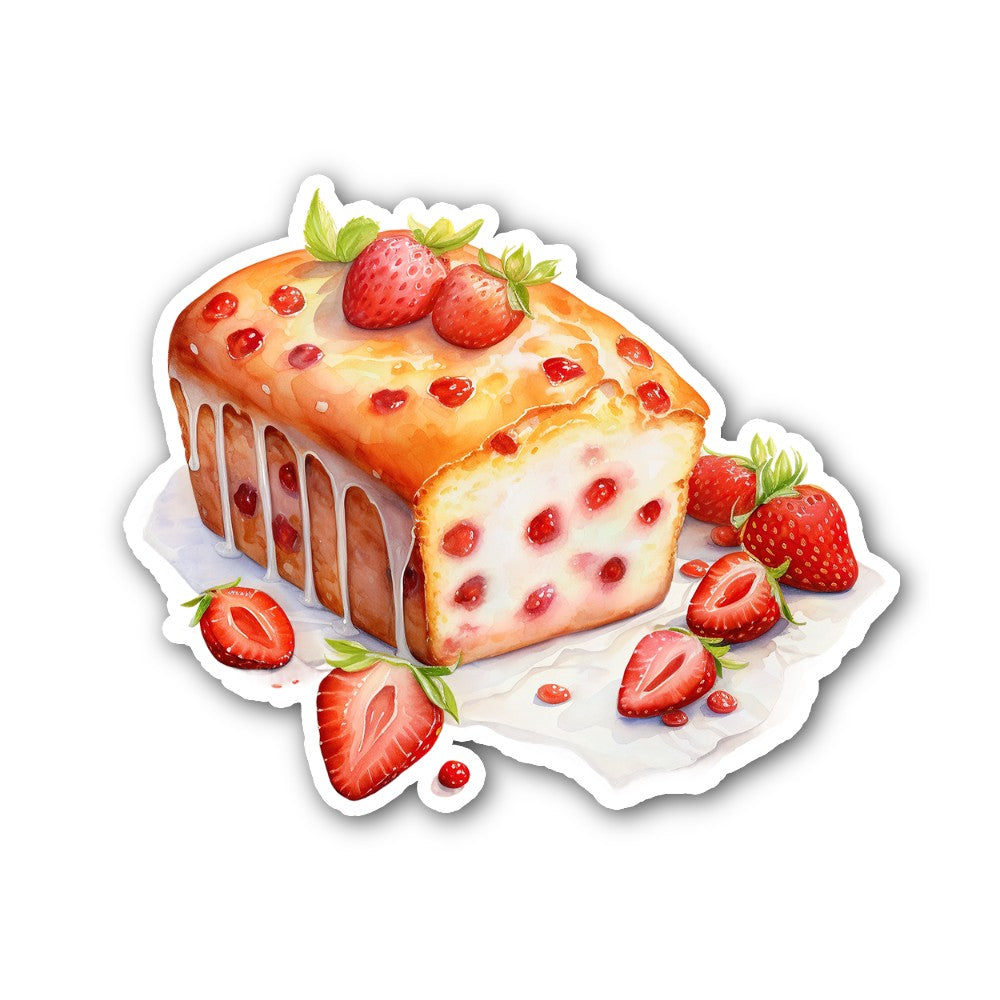 Yummy Strawberry Bread Sticker, Waterproof Vinyl Decal Sticker Indoor Or Outdoor 2 (Pieces) 3" and 5"