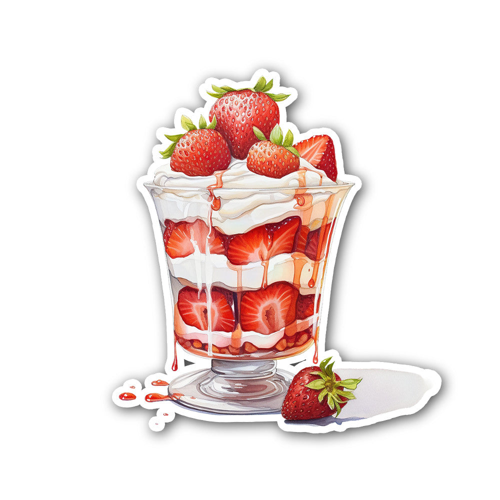 Strawberry cobbler Sticker, Waterproof Vinyl Decal Sticker Indoor Or Outdoor 2 (Pieces) 3" and 5"