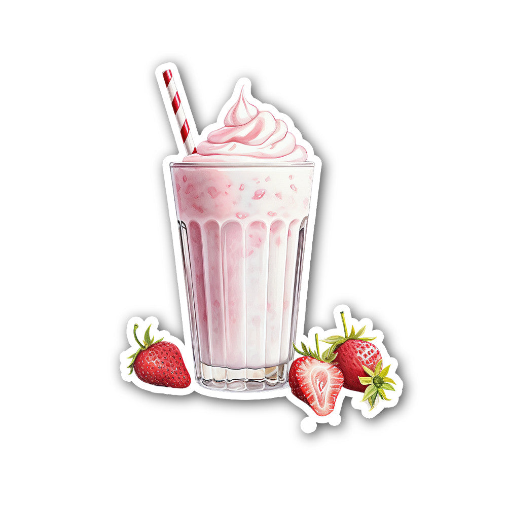 Ice cream with strawberry Drink Sticker, Waterproof Vinyl Decal Sticker Indoor Or Outdoor 2 (Pieces) 3" and 5"