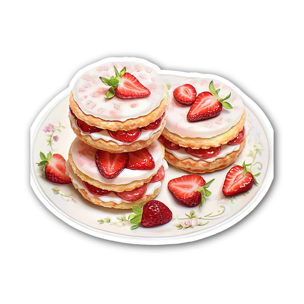 Strawberry shortcake Sticker, Waterproof Vinyl Decal Sticker Indoor Or Outdoor 2 (Pieces) 3" and 5"