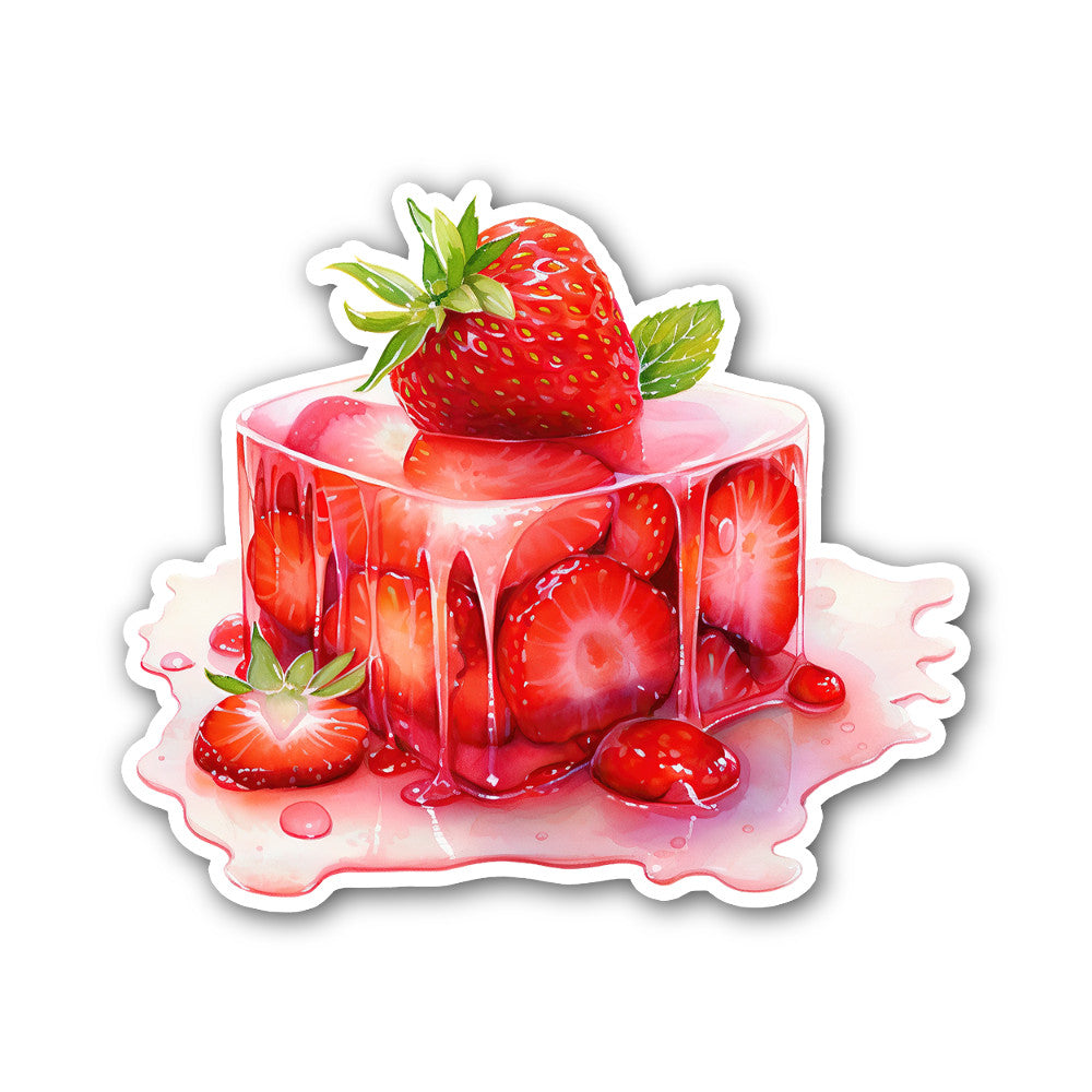 Strawberry Delight Sticker, Waterproof Vinyl Decal Sticker Indoor Or Outdoor 2 (Pieces) 3" and 5"