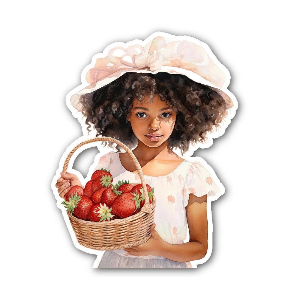 Strawberry girl Sticker, Waterproof Vinyl Decal Sticker Indoor Or Outdoor 2 (Pieces) 3" and 5"