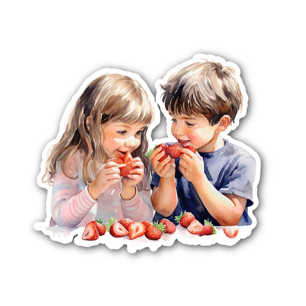 Strawberry Smiles Sticker, Waterproof Vinyl Decal Sticker Indoor Or Outdoor 2 (Pieces) 3" and 5"