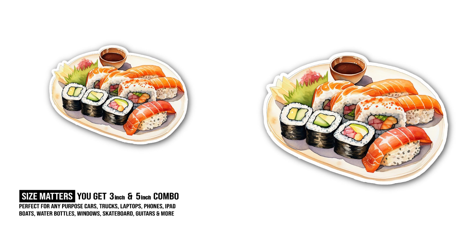 Japanese Cuisine Sticker, Waterproof Vinyl Decal Sticker Indoor Or Outdoor 2 (Pieces) 3" and 5"