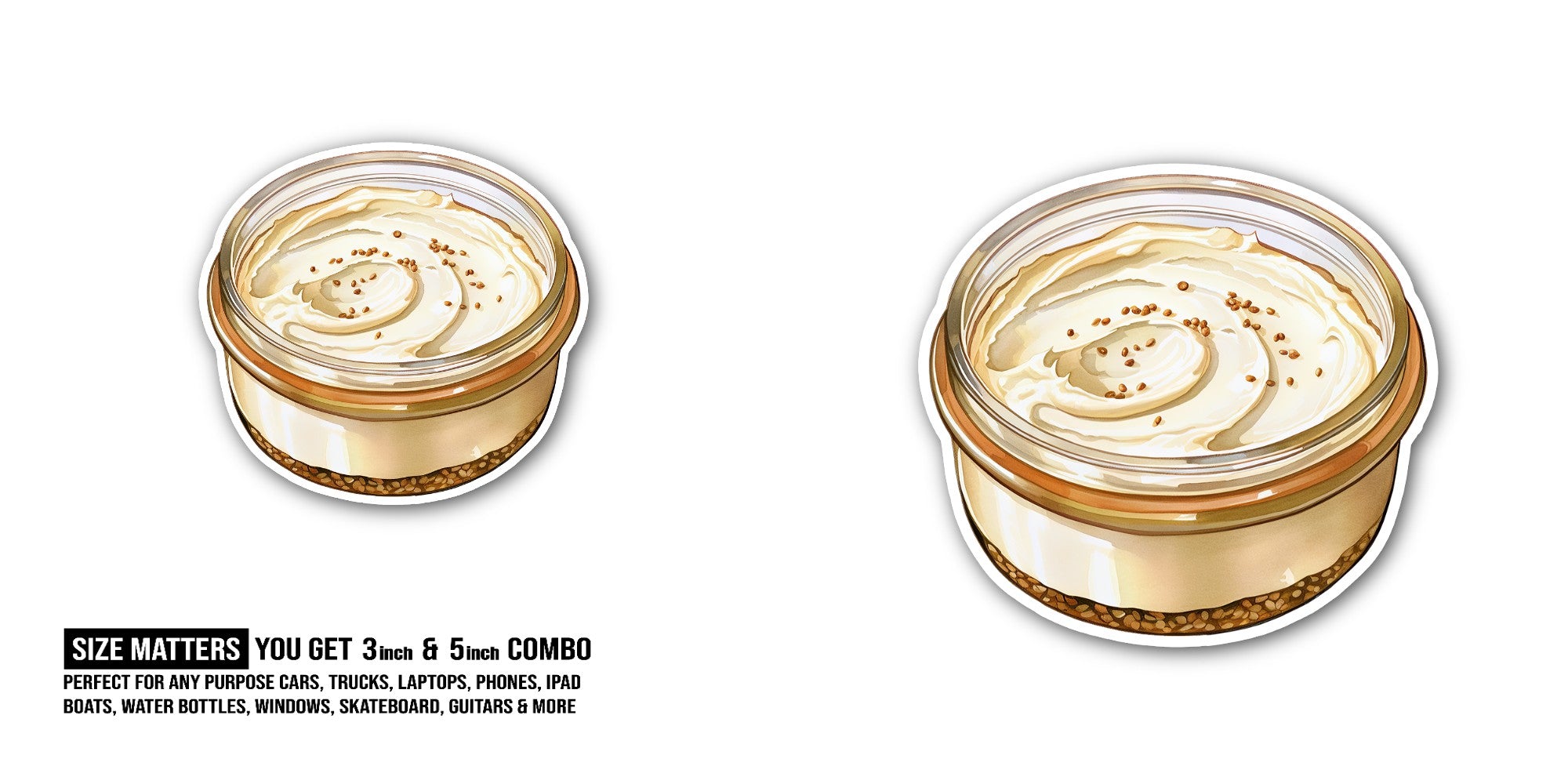 Cream Cheese Sticker, Waterproof Vinyl Decal Sticker Indoor Or Outdoor 2 (Pieces) 3" and 5"