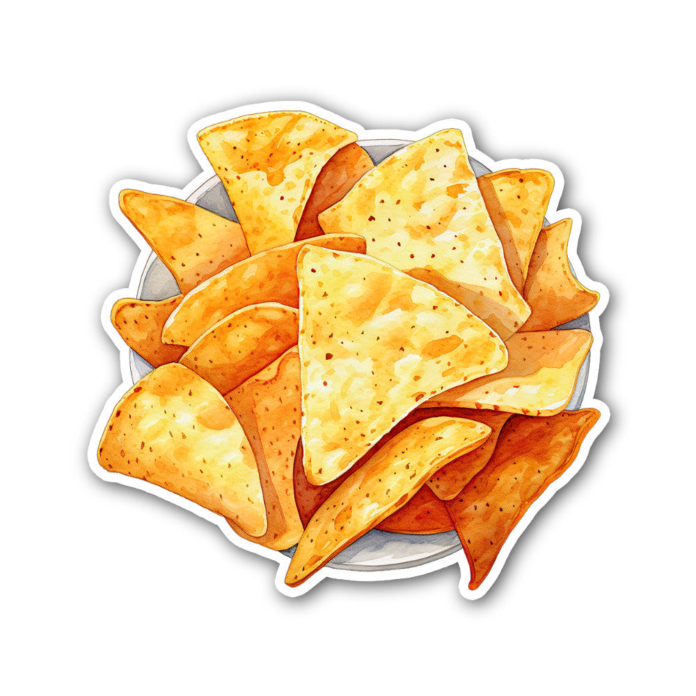 Tortilla chips Sticker, Waterproof Vinyl Decal Sticker Indoor Or Outdoor 2 (Pieces) 3" and 5"