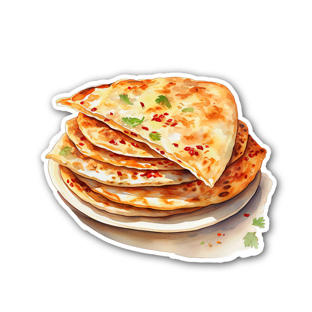Quesadilla with Melted Cheese Sticker, Waterproof Vinyl Decal Sticker Indoor Or Outdoor 2 (Pieces) 3" and 5"