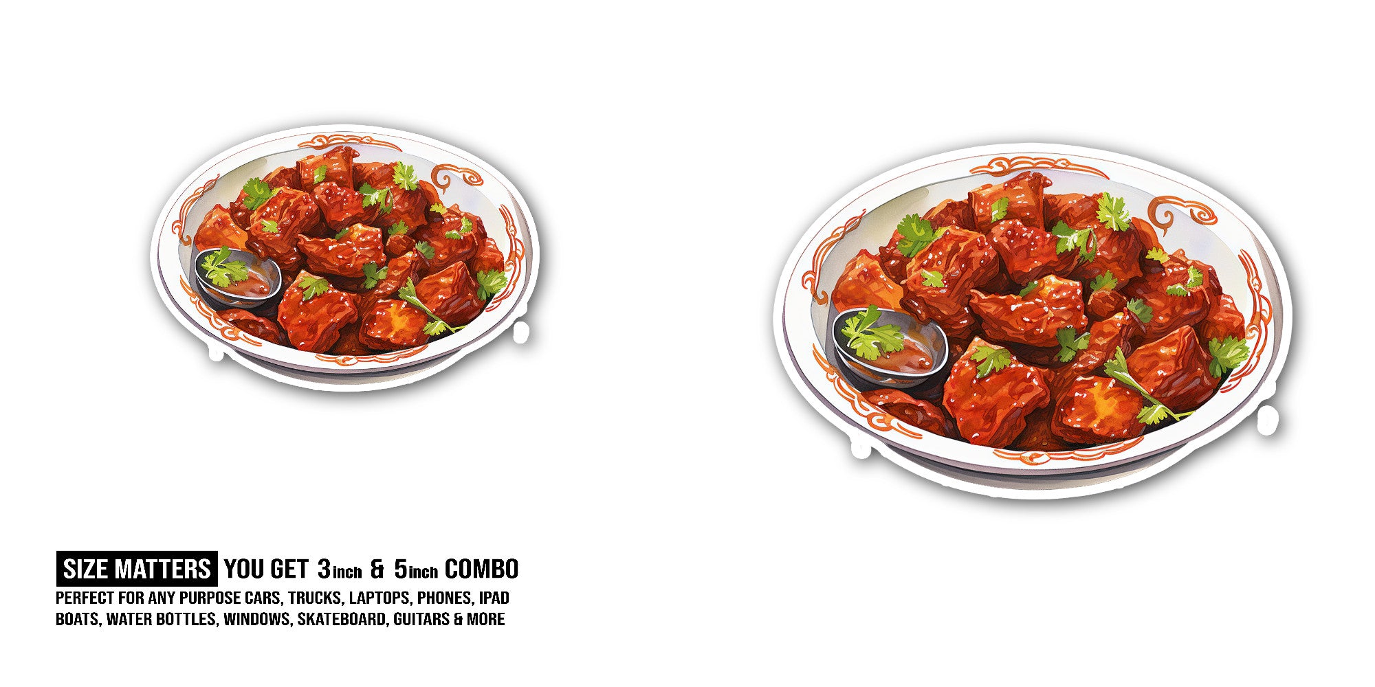 Spicy Chicken curry Sticker, Waterproof Vinyl Decal Sticker Indoor Or Outdoor 2 (Pieces) 3" and 5"