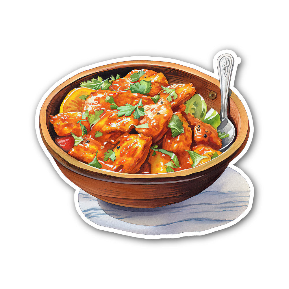 Chicken Tikka Masala Sticker, Waterproof Vinyl Decal Sticker Indoor Or Outdoor 2 (Pieces) 3" and 5"