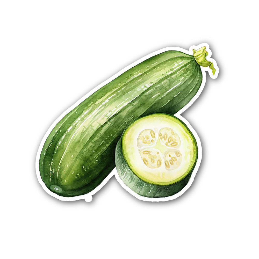 Fresh Cucumber Sticker, Waterproof Vinyl Decal Sticker Indoor Or Outdoor 2 (Pieces) 3" and 5"