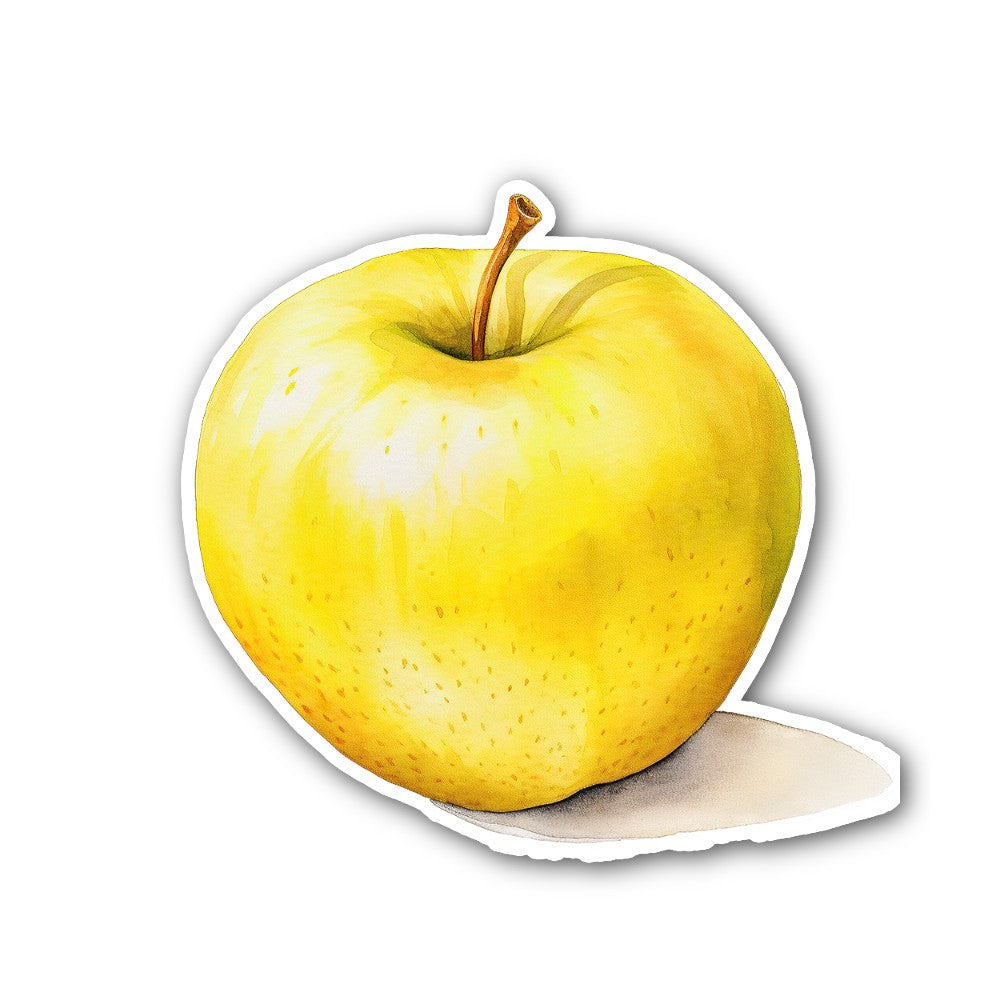 A yellow apple Sticker, Waterproof Vinyl Decal Sticker Indoor Or Outdoor 2 (Pieces) 3" and 5"